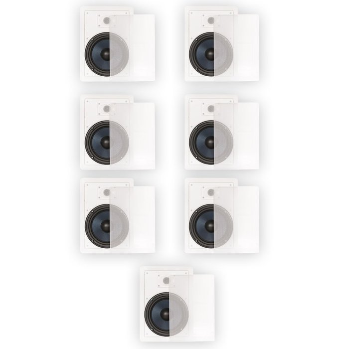 Blue Octave BDW82 In Wall 8" Speakers 2 Way Home Theater Surround Sound 7 Speaker Set