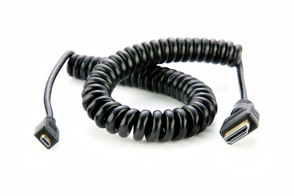 Atomos 50cm (19.68") Coiled Micro HDMI to Full HDMI Cable, Extends Up to 25.59"