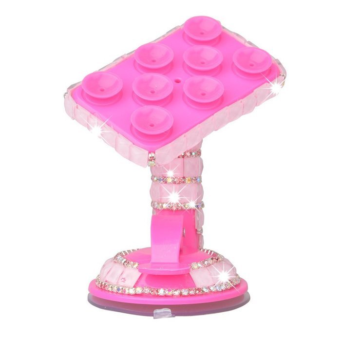 Kaka(tm) Bling Handmade Crystal Rhinestones Portable Rotating Suction Cup Mini Desk Car Mount Clip Stand Holder... N11