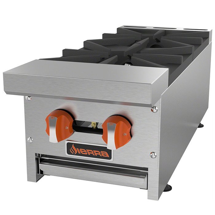 MVP Group SRHP-2-12 2 Burners Gas Hot Plate, 12", Grey