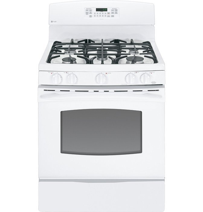 GE PGB910DETWW Profile 30" White Gas Sealed Burner Range - Convection