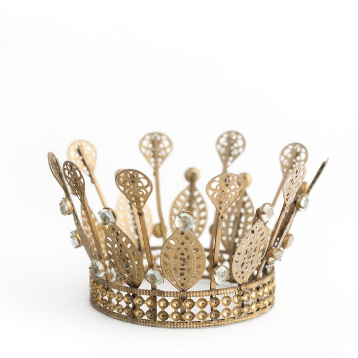 Gold Crown Cake Topper, Rhinestone Crown, Small Gold Wedding Cake Top, Princess Cake, The Queen of Crowns (Gold... N2