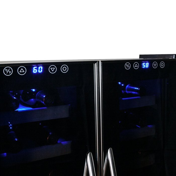 AKDY&reg; 32 Bottle Dual Zone Thermoelectric Freestanding Wine Cooler Cellar Chiller Double Door Refrigerator Fridge... N5