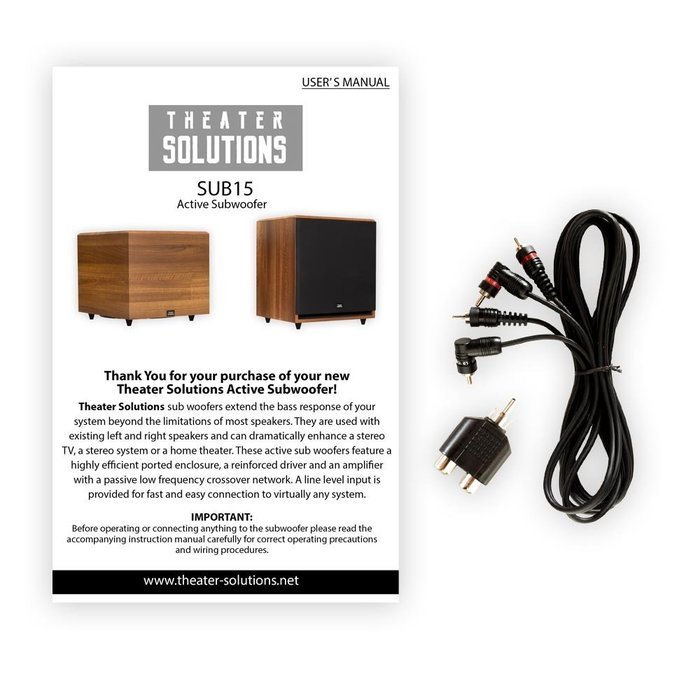 Theater Solutions SUB15FM Front Firing Powered Subwoofer (Mahogany) N5