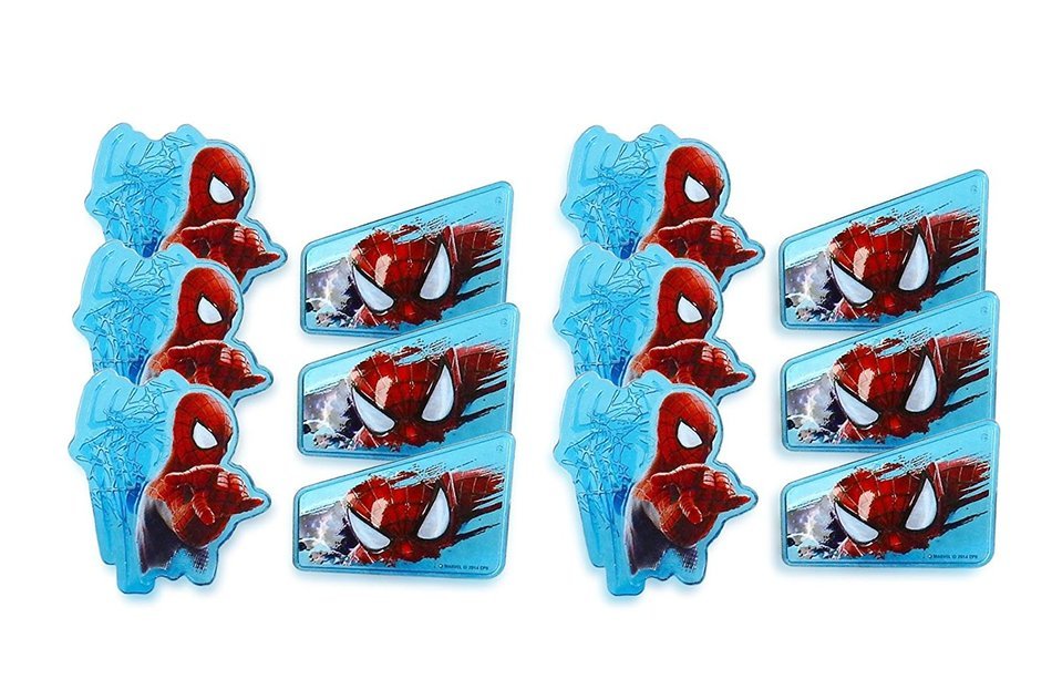 Spiderman Web-Slinger Rings, 12 Pack Cupcake Toppers, Two Designs, Party Favors. N8
