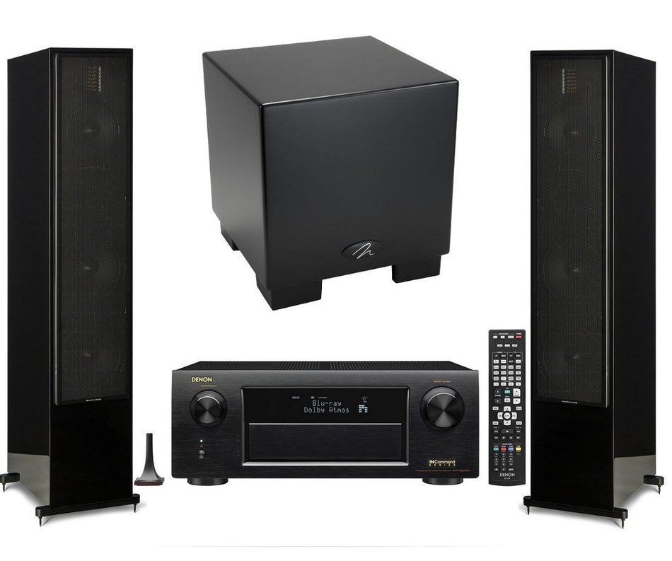 Martin Logan Motion 60XT Black Floorstanding Speakers with Dynamo 700W Subwoofer and Denon AVR-X6200W A/V Receiver