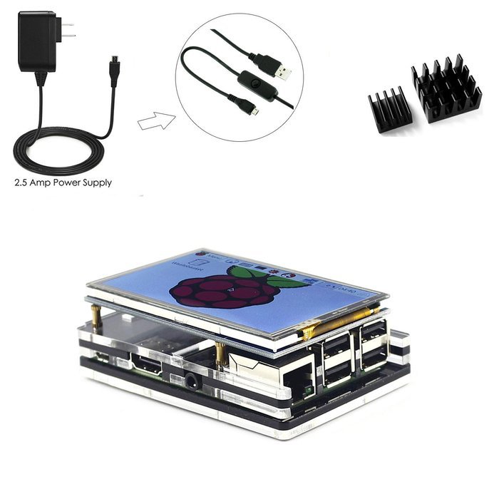 Professional Raspberry Pi 3 Kit, 5V/2500mA Power Supply Adapter+3.5'' inch LCD TFT 480*320...