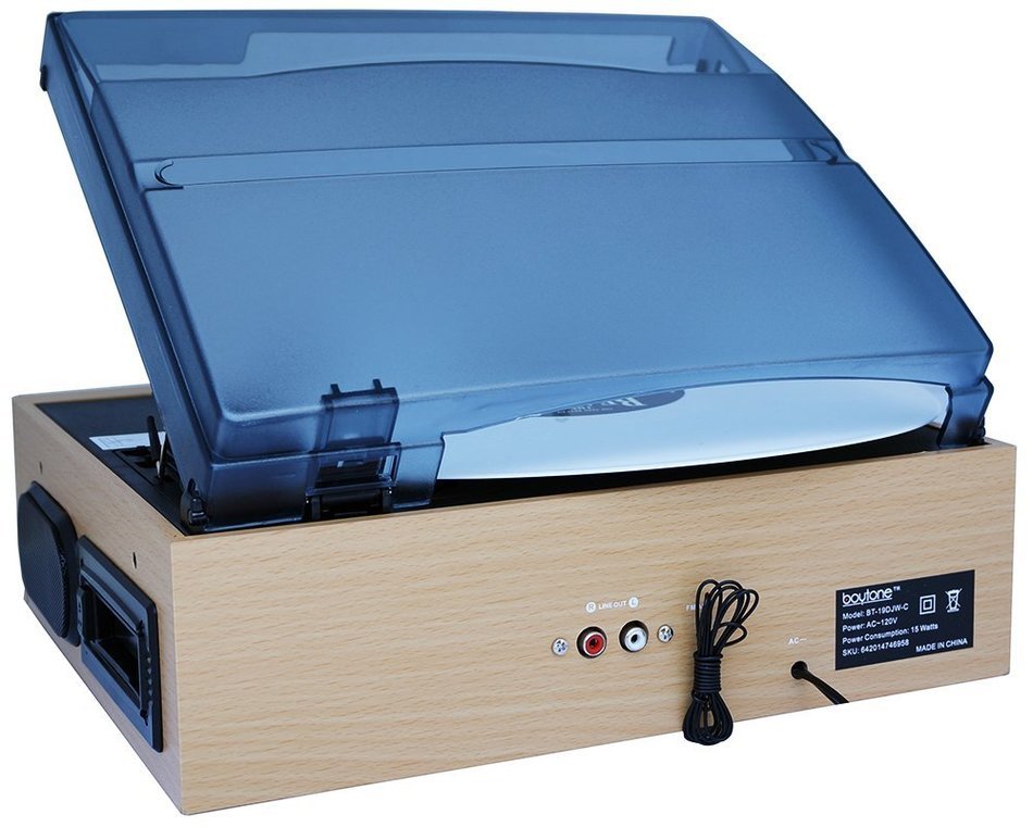 Boytone BT-19DJW-C 3-speed Turntable, 2 Built in Speakers Large Digital Display AM/FM, Cassette, USB/SD/AUX/MP3... N3