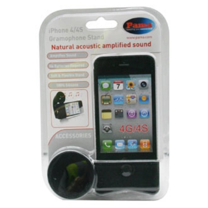 Pama Sound Audio Amplifier And Holder Horn Speaker For iPhone 4 4S - Black