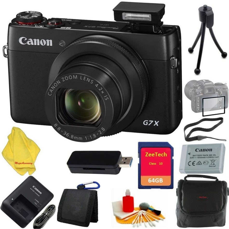 Canon PowerShot G7 X Digital Camera + Case+64 GB Card+Reader + 6pc Starter Set