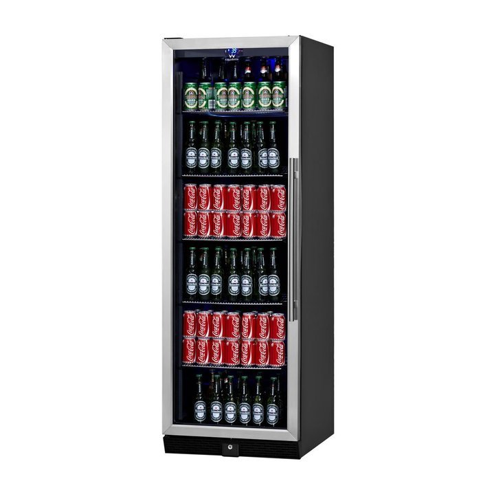 KingsBottle 450 Can Beverage Cooler, Stainless Steel with Glass Door N7