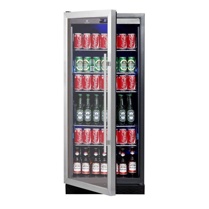 KingsBottle 450 Can Beverage Cooler, Stainless Steel with Glass Door N8