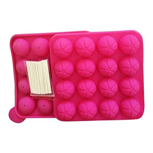 Silicone Non-Stick Cake Pop Set Mould, 16Pits, Pink