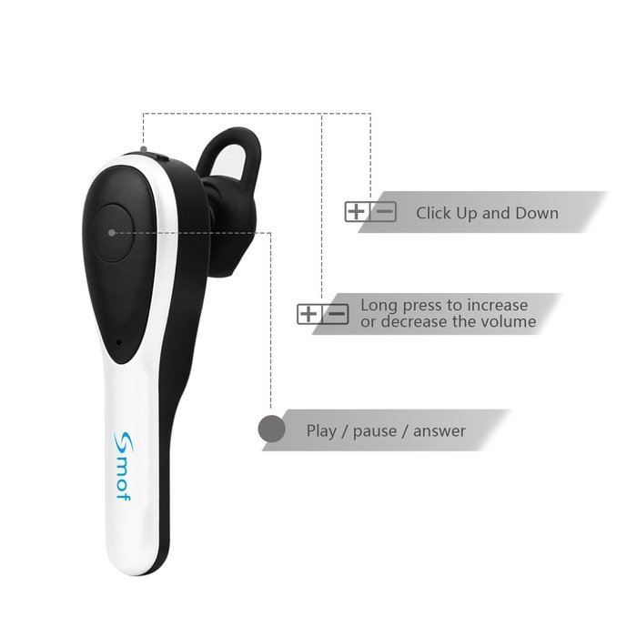 Smof Bluetooth CSR4.0 Hands-free Headset + Receiver 2-in-1[Alternatively Choose the Headset or Car Audio System... N5