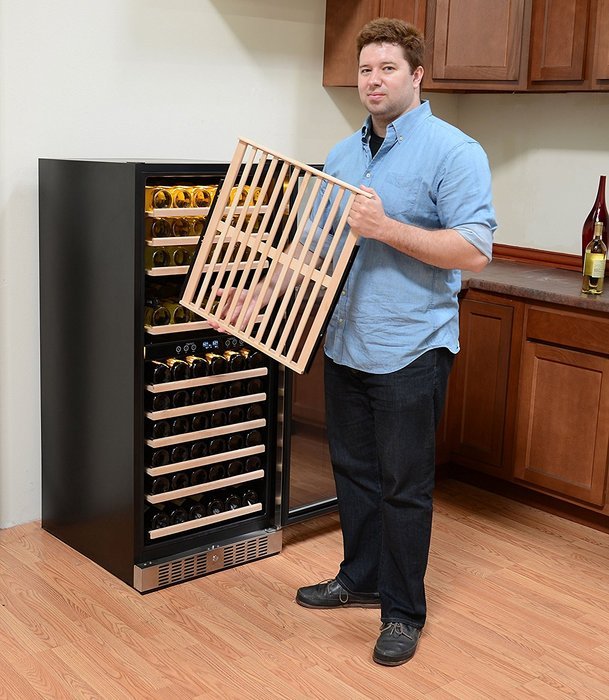 NewAir AWR-1160DB Premier Gold Series 116 Bottle Built-In WIne Cooler, StaInless Steel/Black N5