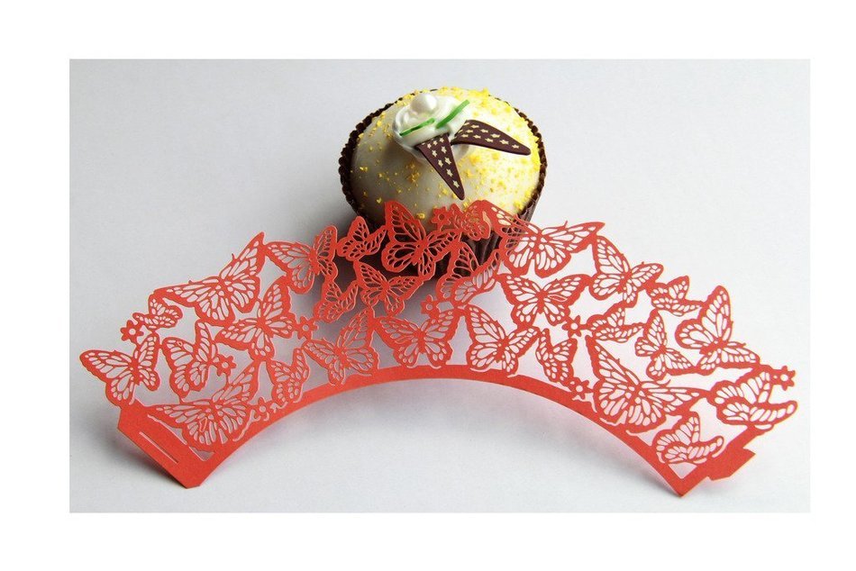 Kuke 24 pcs Dancing Butterfly Laser Cut Cupcake Wrappers Cupcake Liners Muffin Container for Baby Shower Baby... N2