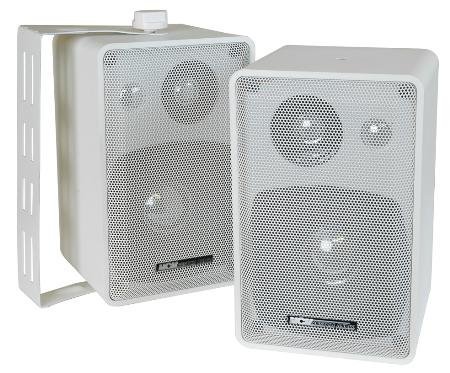 3 Way White 4 Inch Indoor Outdoor Speaker Pair