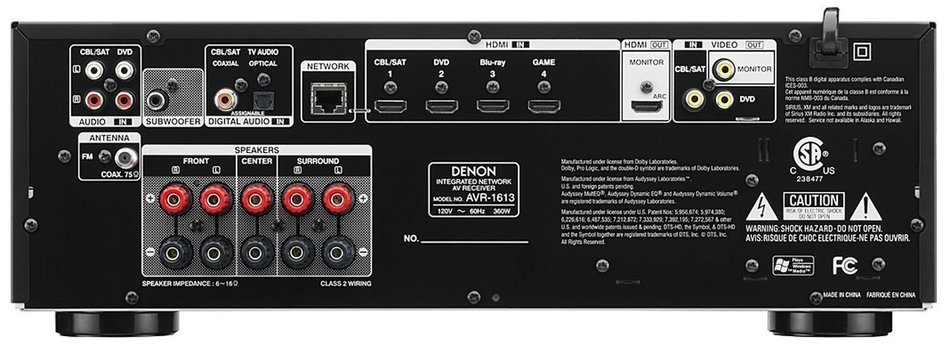 Denon AVR-1613 5.1 Channel 3D Home Theater AV Receiver with Networking and Airplay (Discontinued by Manufacturer)