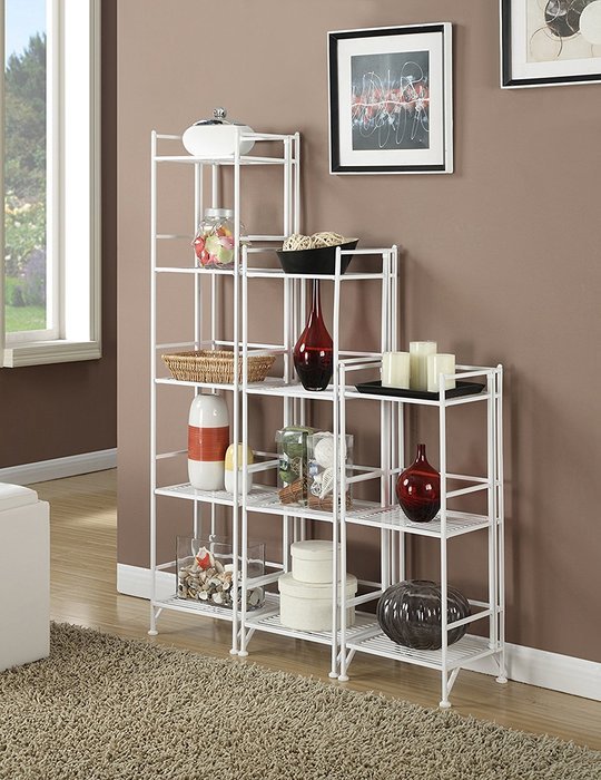 Convenience Concepts Designs-2-Go 3-Tier Folding Metal Corner Shelf, White N15