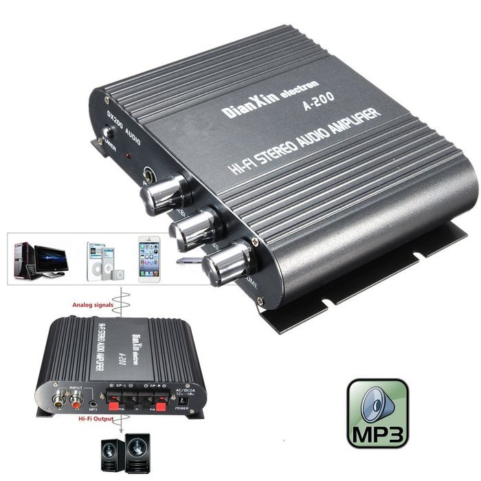 ELEGIANT 200W Mini Hi-Fi 2.1 Amplifier Booster Radio MP3 Stereo for Car Motorcycle Home N2