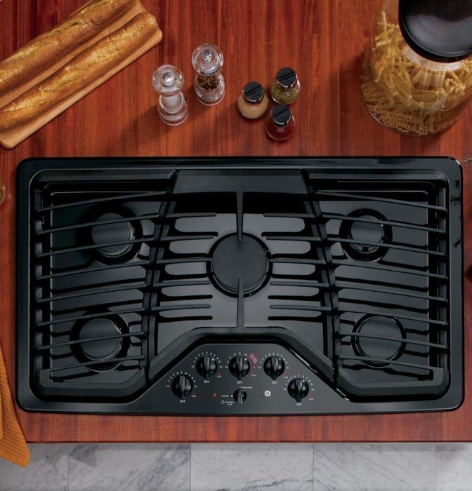 GE PGP976DETBB Profile 36" Black Gas Sealed Burner Cooktop N3