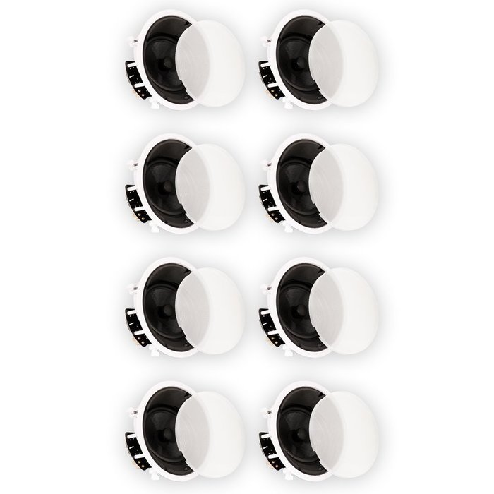 Theater Solutions New 8" In Ceiling HD Home Theater Glass Fiber Angled 8 Speaker Set 3200 Watt 8TSS8A
