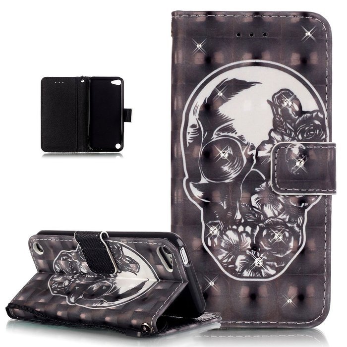 iPod Touch 6 Case,iPod Touch 5 Case,ikasus Shiny Glitter Diamond Colorful Art Painted PU Leather Flip Wallet Pouch... N22