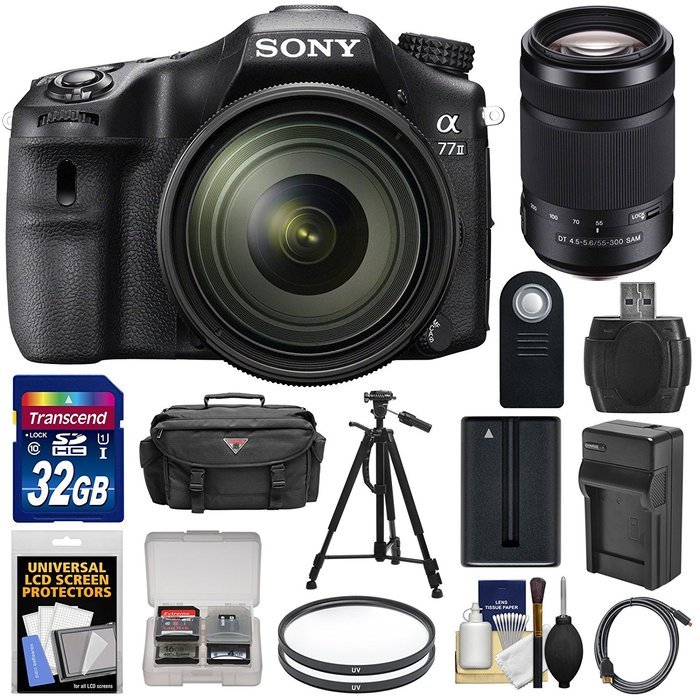 Sony Alpha A77 II Wi-Fi Digital SLR Camera & 16-50mm Lens with 55-300mm Lens + 32GB Card + Battery + Charger +...