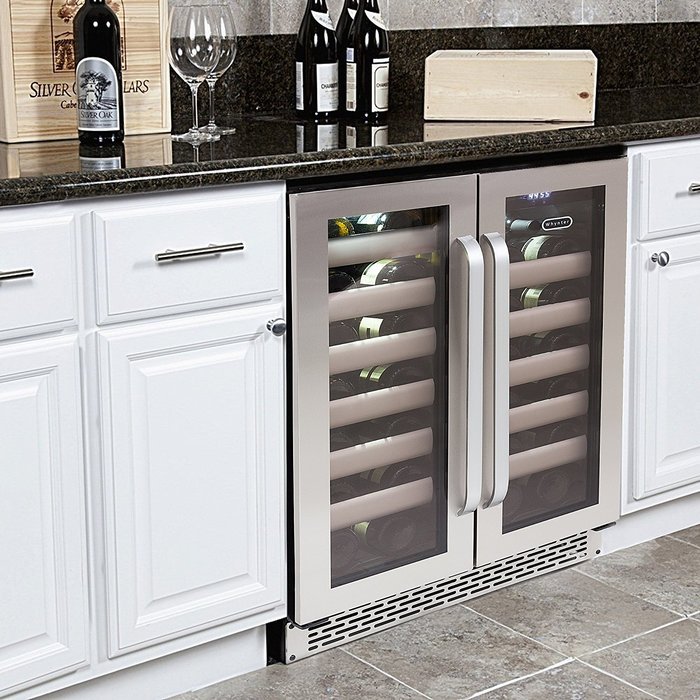 Whynter BWR-401DS Elite 40-Bottle Seamless Stainless Steel Door Dual Zone Built-in Wine Refrigerator N4