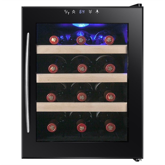 AKDY&reg; 12 Bottles Thermoelectric LED Display Touch Temperature Control Counter Top Quiet Wine Chiller Cooler Cellar N9