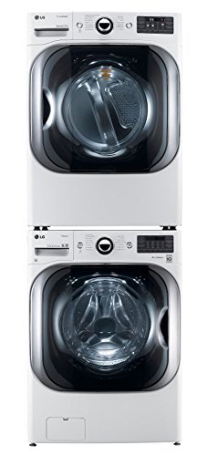 LG White Front Load Mega Capacity Laundry Pair with WM8000HWA 29" Washer, DLEX8000W 29" Electric Dryer and KSTK2...