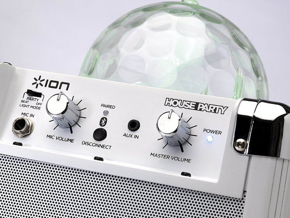 ION House Party Portable Sound System with Built-In Light Show (white) N7