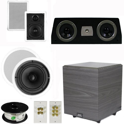 Theater Solutions 5.1 Home Theater 4 Speakers Set with Center 10" Powered Sub and More TS5W6CC51SET4