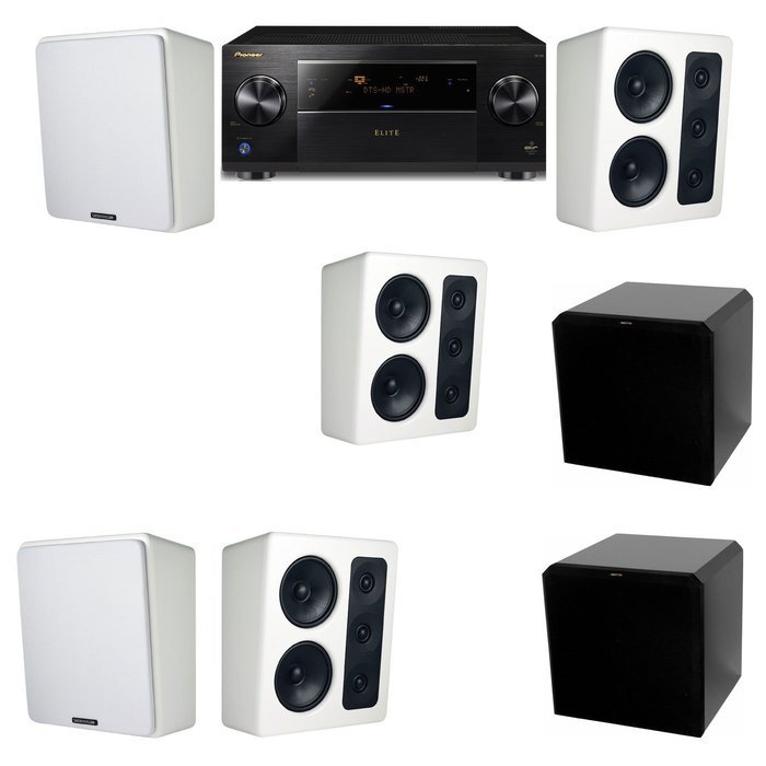 M&K Sound MP300 White Monitor Speaker 5.2 HRS12 Pioneer Elite SC-89