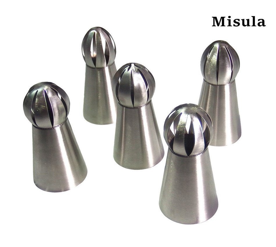 Misula 6PCS/Set New Design Ball Tips Sphere Nozzles Cream Stainless Steel Flower Torch Shape Icing Piping Nozzles... N12