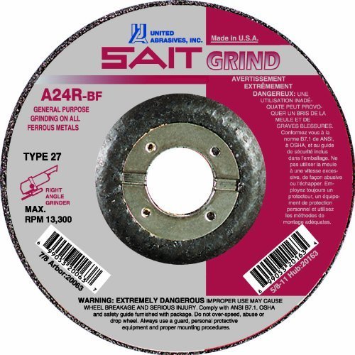SAIT 22020 Type 27 Grinding Wheel 4-1/2 x 3/32 x 7/8, A24R, 25-Pack by SAIT