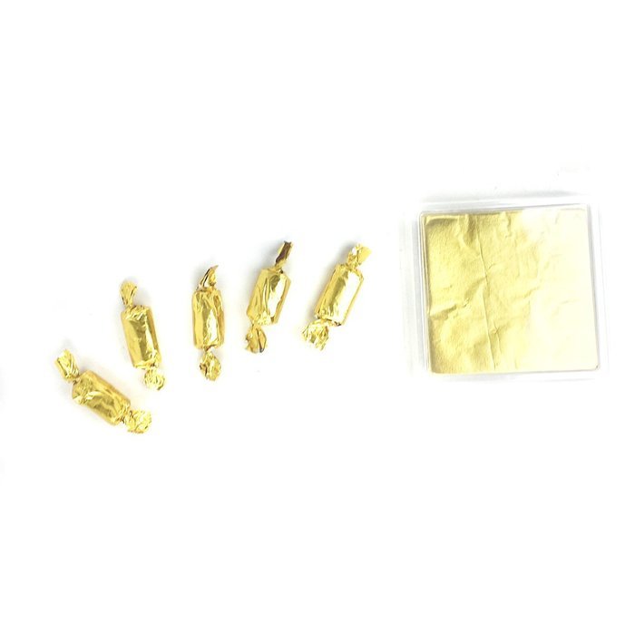Craft Clouds - Square Candy Foil Wrappers for Lollipops, Hard Candy, Chocolates -125 Pack (4 x 4 Inch, Gold) N7