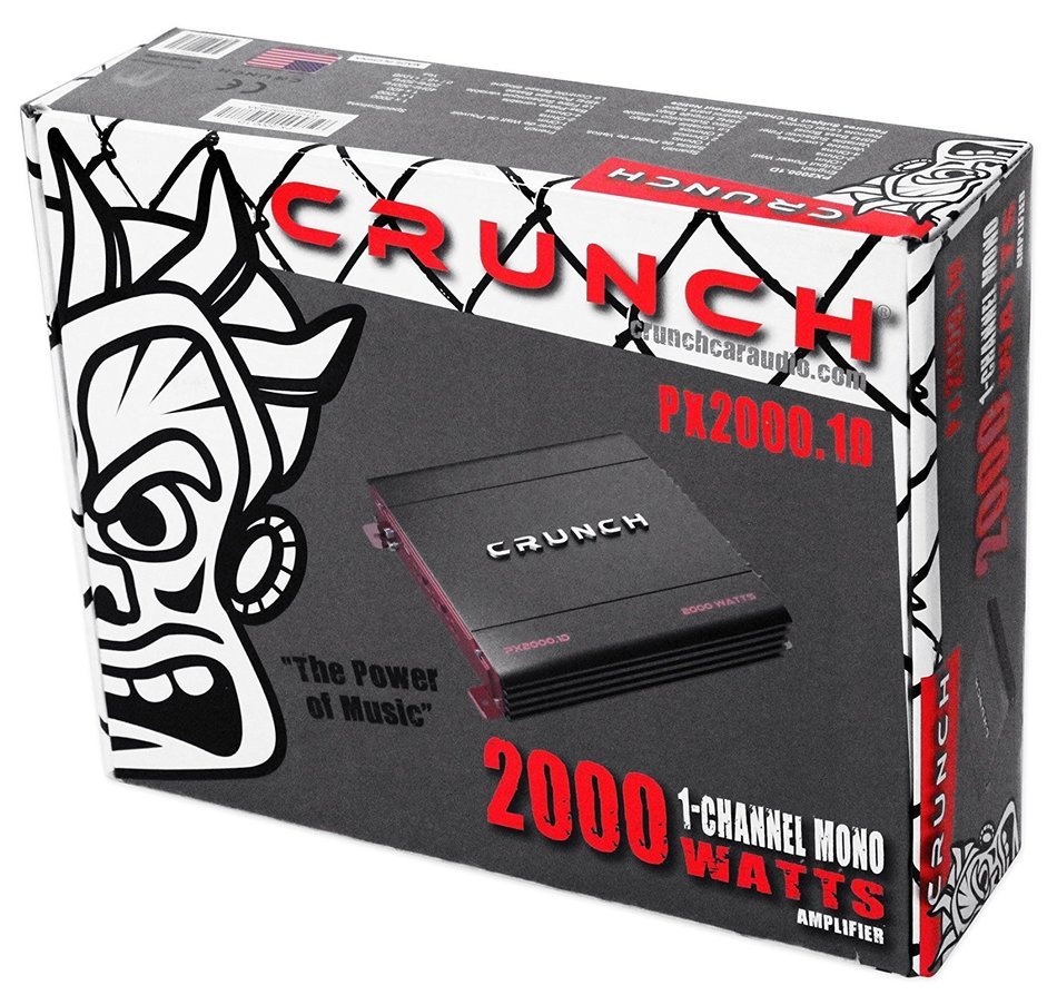 Crunch PX-2000.1D 2000 Watt Mono Powerful Car Audio Amplifier+Amp Wire Kit N4