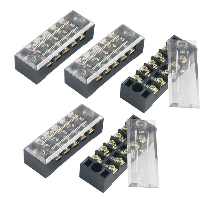 ATFUNGO 5 Pcs Dual Row 5 Position Screw Terminal Strip 600V 15A