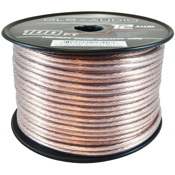 GLS Audio Premium 12 Gauge 100 Feet Speaker Wire - True 12AWG Speaker Cable 100ft Clear Jacket - High Quality... N2