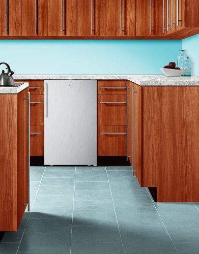 Summit CM411LBI7SSHV: Commercially listed 20" wide built-in refrigerator-freezer with a lock, stainless steel...