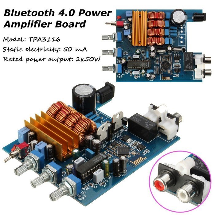 Wireless Receiver Board, ELEGIANT 2 x 50W Bluetooth 4.0 Audio Receiver HiFi Stereo Digital Power Amplifier Board N3