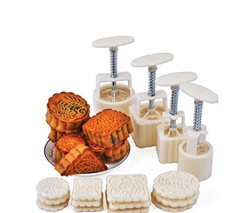 Shenglong Mid-Autumn Festival Hand-Pressure Moon Cake Mould With 12 Pcs Mode Pattern For 4 Sets N2