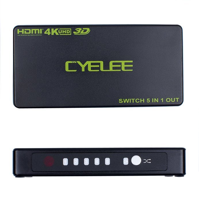 Hdmi Switch Box,Cyelee 4K x 2K 5 in 1 out High Speed 5 Port Switcher with IR Wireless Remote Control,Support 1080P... N5