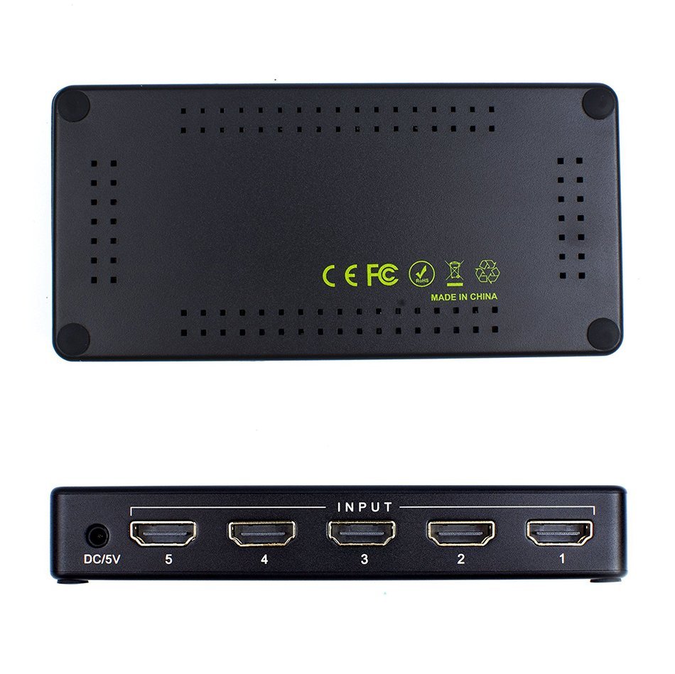 Hdmi Switch Box,Cyelee 4K x 2K 5 in 1 out High Speed 5 Port Switcher with IR Wireless Remote Control,Support 1080P... N6