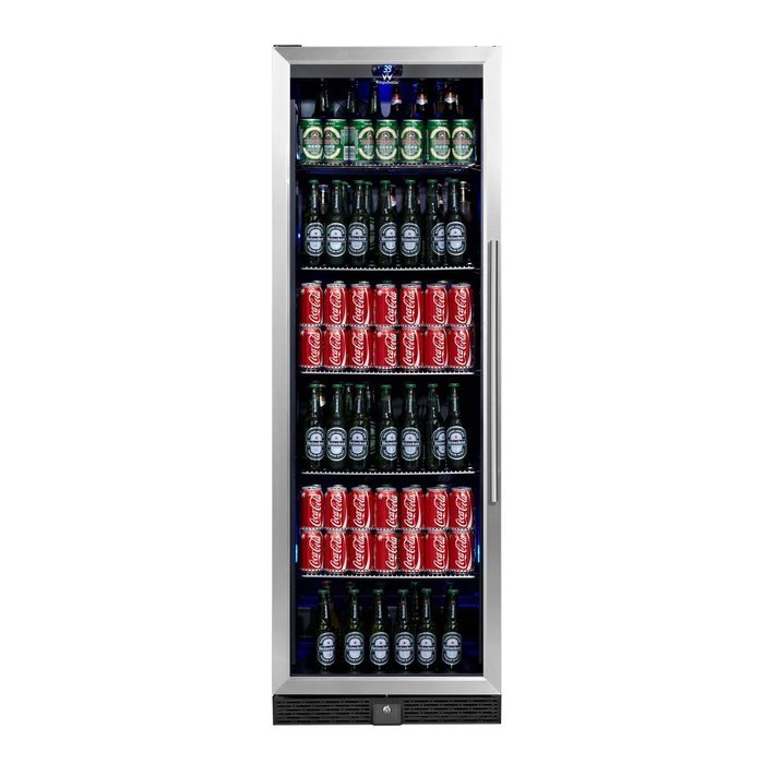 KingsBottle 450 Can Beverage Cooler, Stainless Steel with Glass Door N10