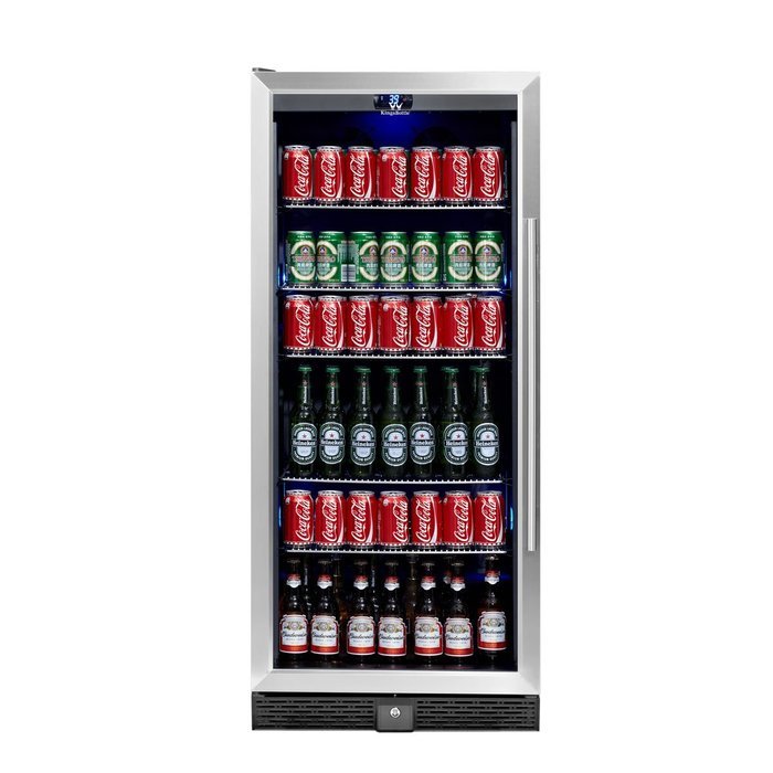 KingsBottle 450 Can Beverage Cooler, Stainless Steel with Glass Door N11