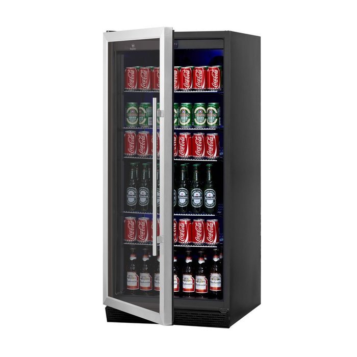 KingsBottle 450 Can Beverage Cooler, Stainless Steel with Glass Door N12