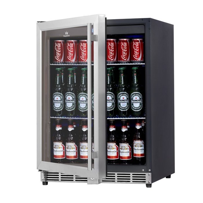 KingsBottle 450 Can Beverage Cooler, Stainless Steel with Glass Door N13
