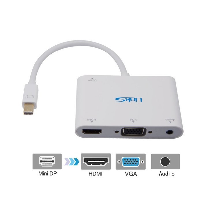 Displayport to HDMI VGA[DP 1.2 Version] LinkS Displayport to HDMI and VGA support 4KX2K and 3.5mm Audio cable... N8